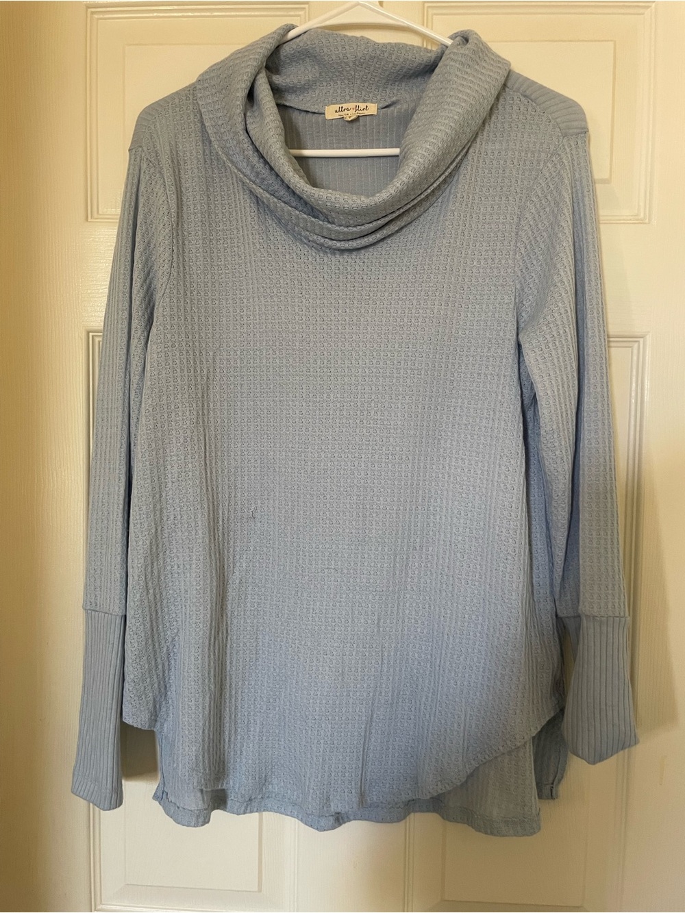 Ultra Flirt Pale Blue Cowl Neck Sweater Top